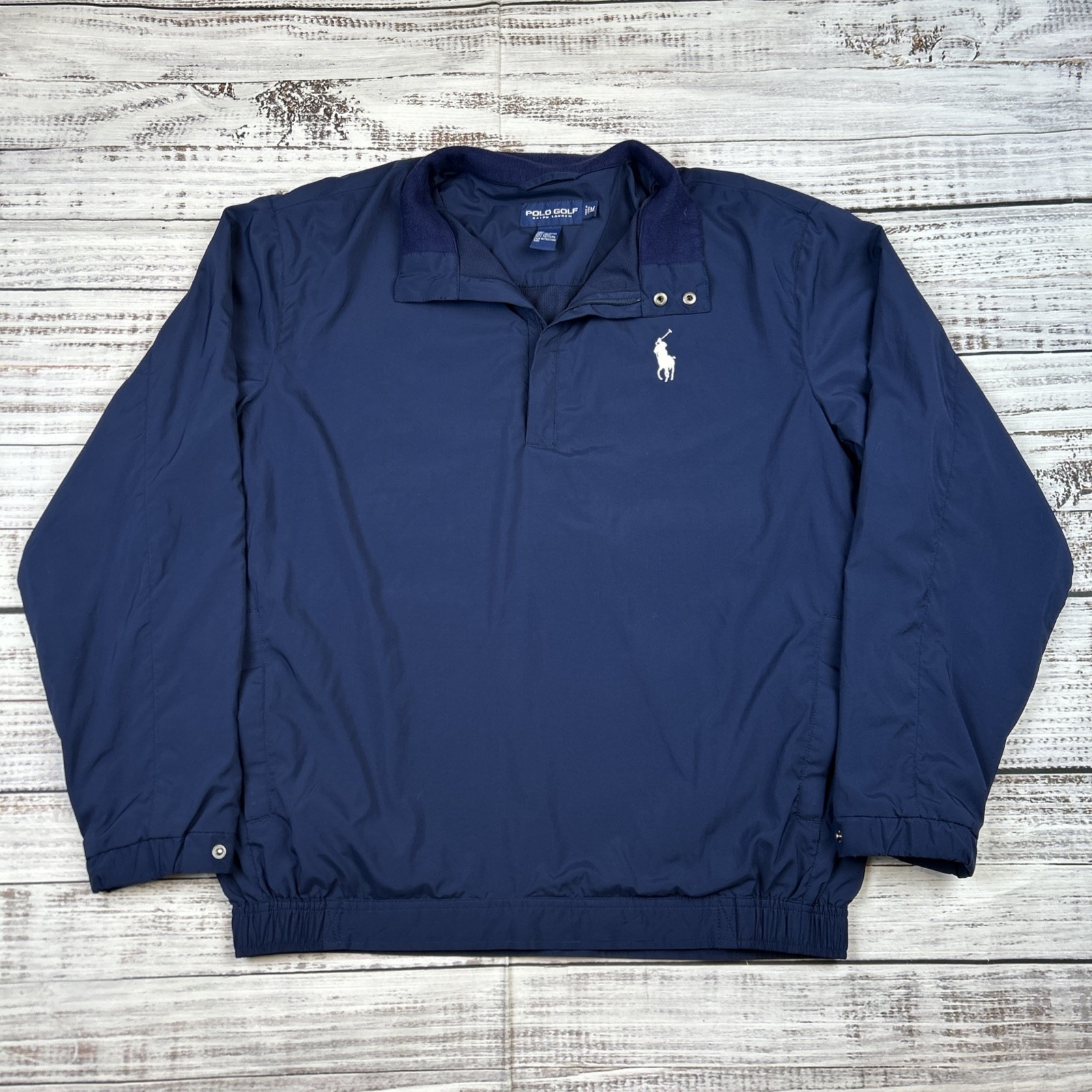 Polo Golf Ralph Lauren Jacket Mens Medium Blue Windbreaker Quarter Zip Big Pony